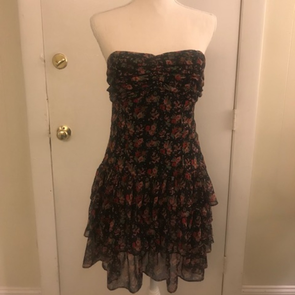 Strapless floral mini dress